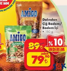 AMİGO DALINDAN ÇİĞ BADEM/BADEM İÇİ 150 G fiyat ve kampanya bilgisi